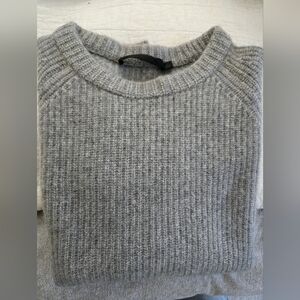 Jenni Kayne Heather Gray Fisherman Cashmere Crew Neck Sweater - L